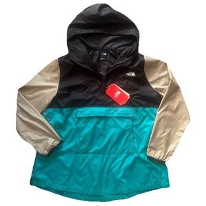 The‎ North Face Women's XL Windbreaker Pullover Jacket Teal Black Tan Athletic